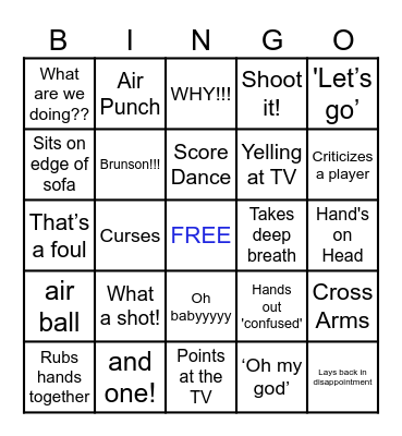Boyfriend Bingo Card