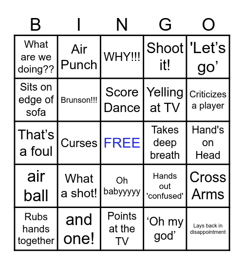 Boyfriend Bingo Card
