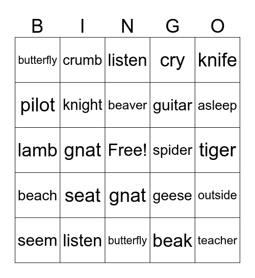Untitled Bingo Card
