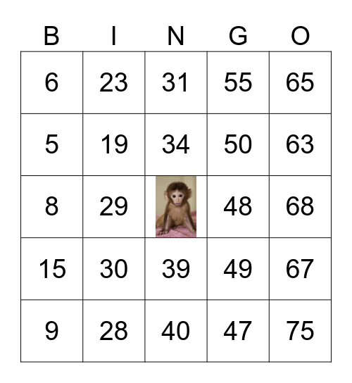Jordan's Friday Bingo Card