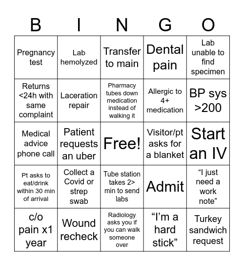 Nurses Week Bingo Card