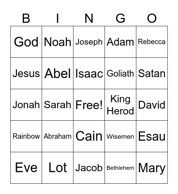 Bible Bingo Card