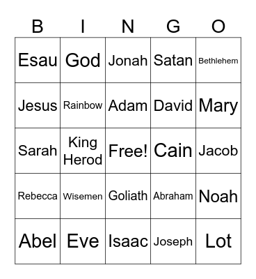 Bible Bingo Card
