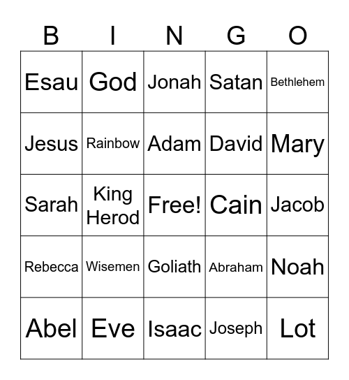 Bible Bingo Card
