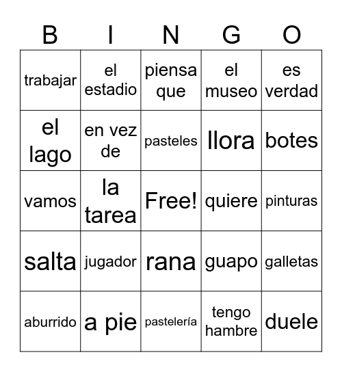 Berto Formative Review Bingo Card