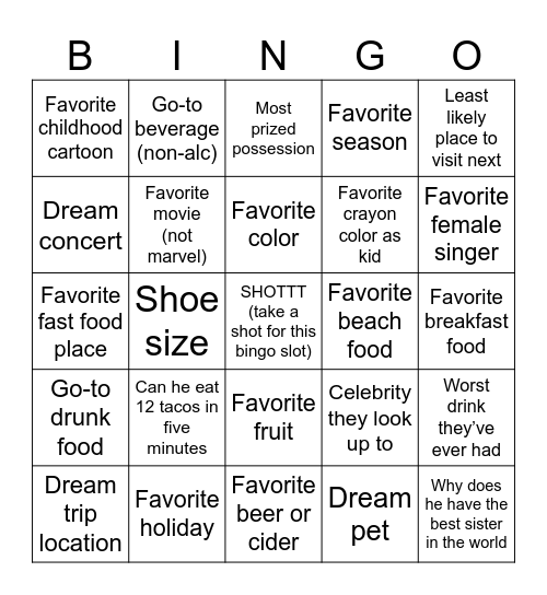 ROL-INGO Bingo Card
