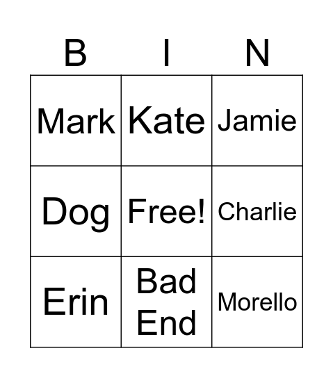 Devil in Me Bingo Card