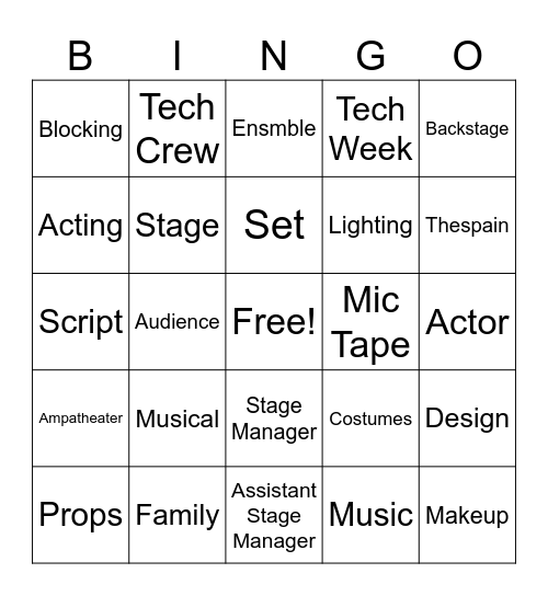 Legacy Productions Bingo Card