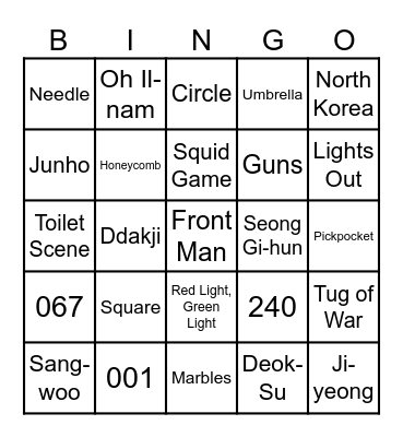 Squid Game Bingo Card