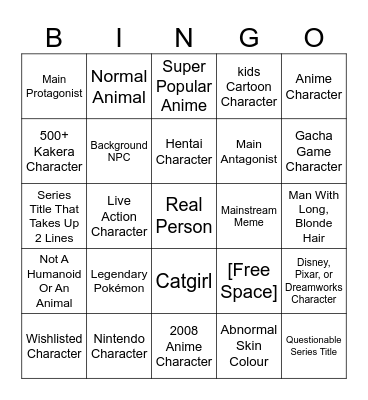 Mudae Bingo Sheet Bingo Card