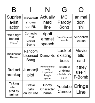 Minecraft Bingo Card