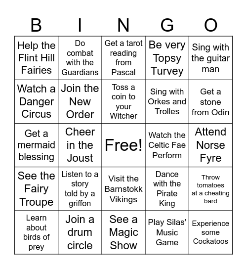 Spring Fling Kids Quest Bingo Card