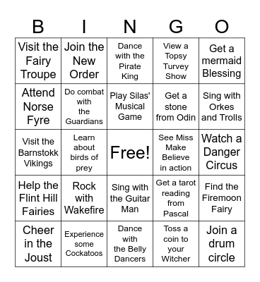 Spring Fling Kids Quest Bingo Card
