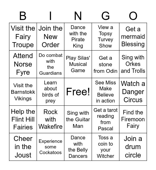 Spring Fling Kids Quest Bingo Card