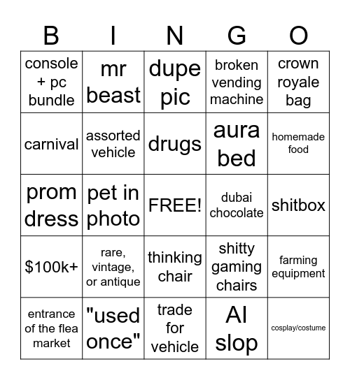 marketplace bingo v2 Bingo Card