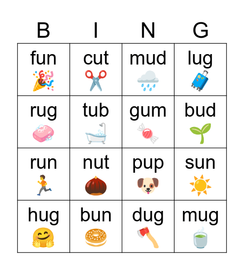 Short U Bingo Card