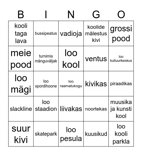Loo Bingo Card