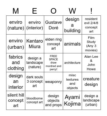 cain's art study bingo Card