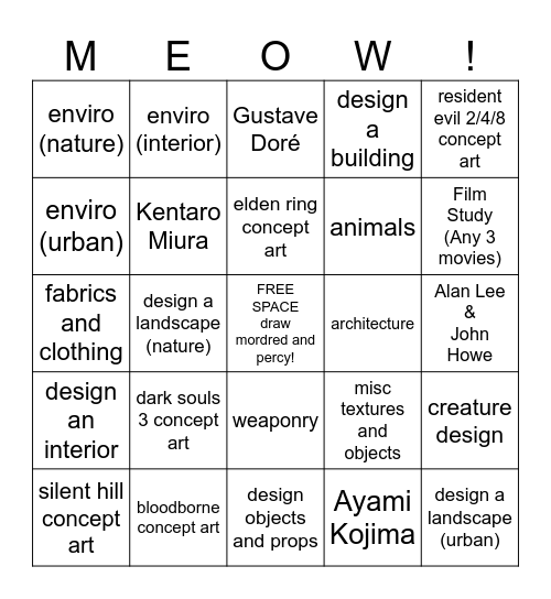 cain's art study bingo Card