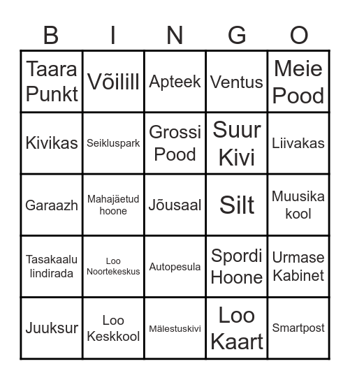 Loo Bingo Card