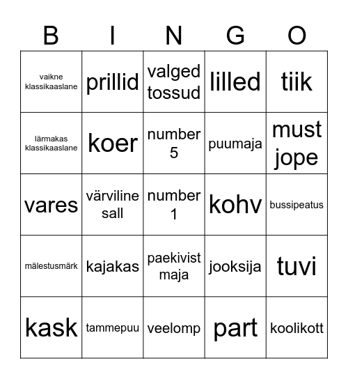 Kumu külastus Bingo Card