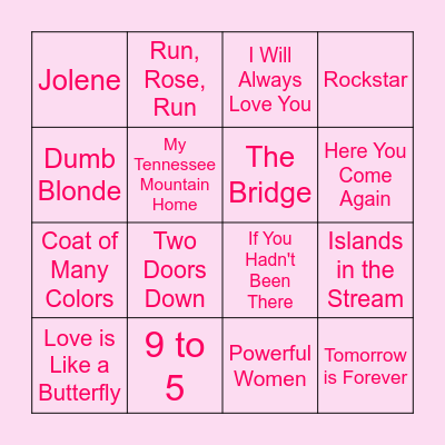 SINGO: Dolly Parton Songs Bingo Card