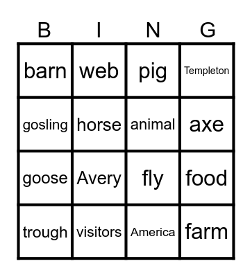 Nouns Bingo Card
