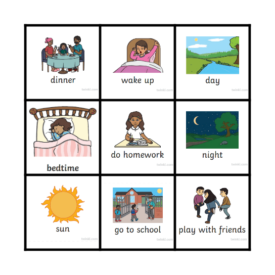 Daily Routines Bingo Card