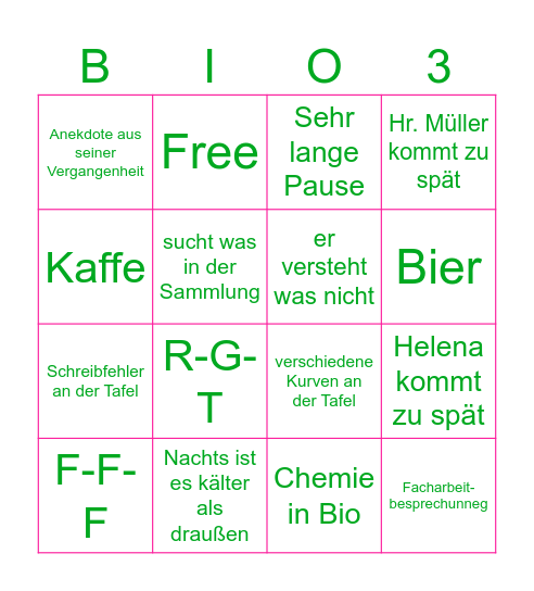 Biongo Bingo Card