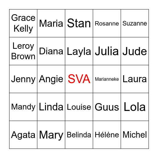 Naar wie (naam) zijn wij op zoek? Bingo Card