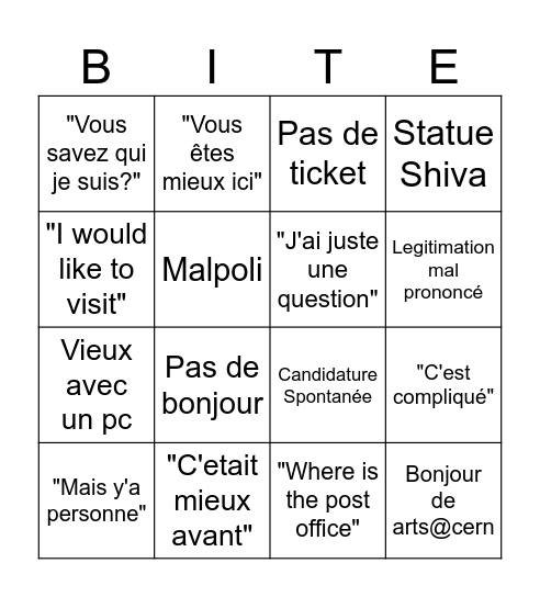 Service Desk Bingo Card