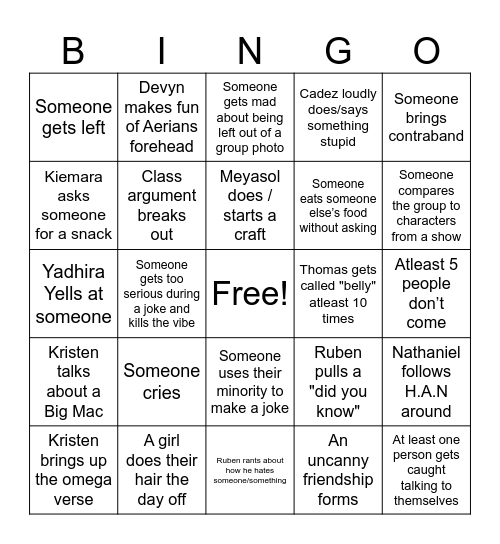 Untitled Bingo Card