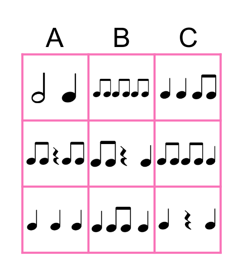 節奏Bingo (第__組) Bingo Card