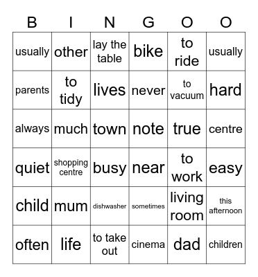 Vocabulary-Bingo Card