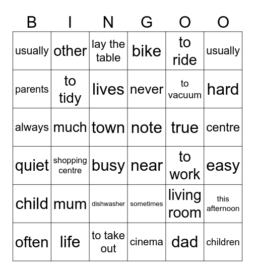 Vocabulary-Bingo Card