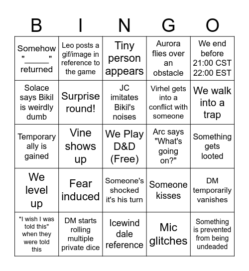 New Chroma Bingo Card
