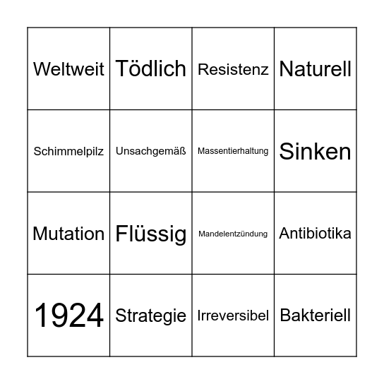 Antibiotikaresistenz Bingo Card