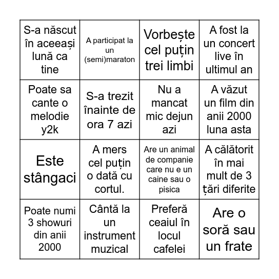 Human Bingo Card