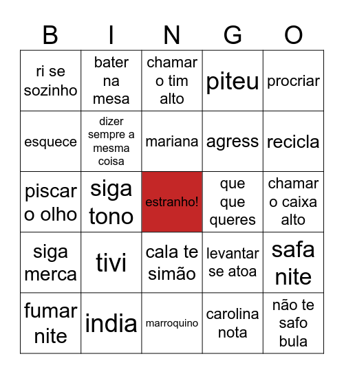 Marcio Bingo Card