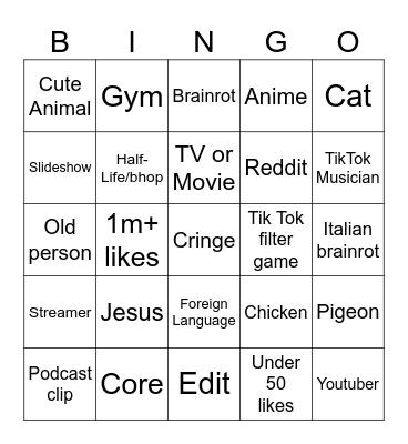 TikTok Bingo 2024 Bingo Card