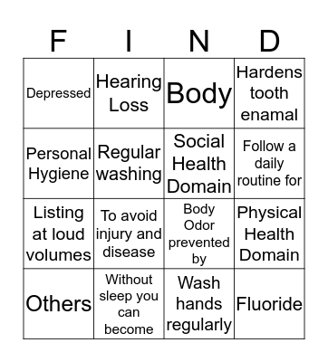 Personal Health PAIRINGS Bingo Card