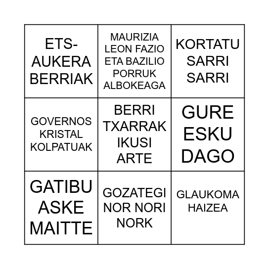 BINGO MUSIKALA Bingo Card