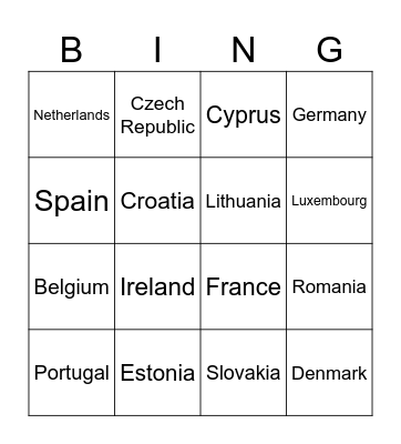 EU flags Bingo Card