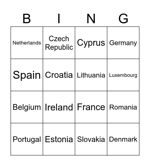 EU flags Bingo Card
