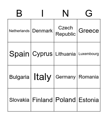 EU flags Bingo Card