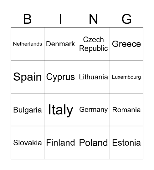 EU flags Bingo Card