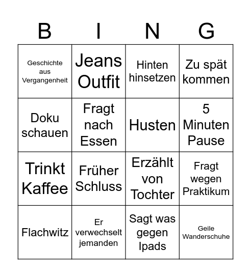 Enzmann Bingo Card