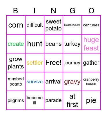 Thanksgiving Bingo Card