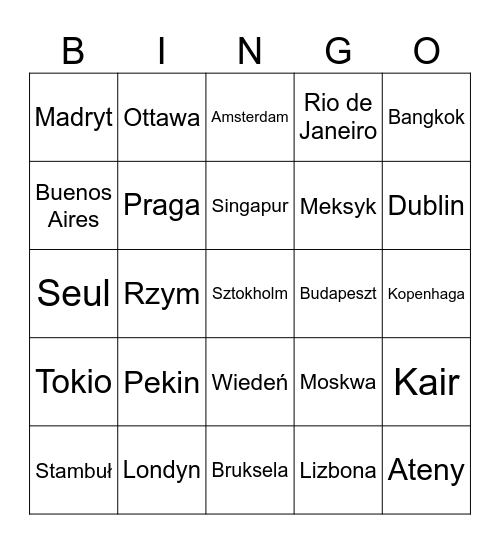 Miastowe BIngo Card