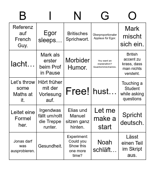 Warburton BINGO Card